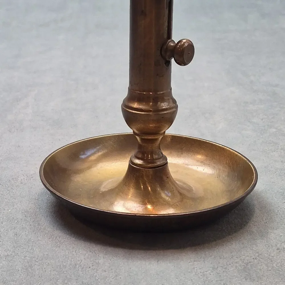Vintage Brass Push-Up Candlestick Adjustable Antique Chamber Stick